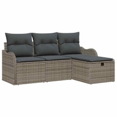 vidaXL Set da giardino 4 pezzi con cuscini grigi in rattan sintetico