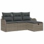 vidaXL Set da giardino 4 pezzi con cuscini grigi in rattan sintetico vidaXL Set da giardino 4 pezzi con cuscini grigi in rattan sintetico