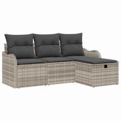 vidaXL Set Giardino 4 Pezzi con Cuscini Grigio Chiaro in Rattan Sintetico