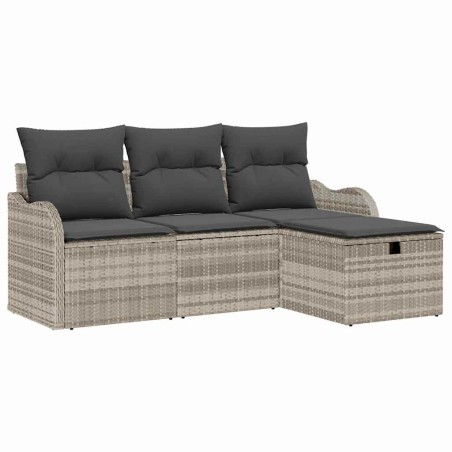 vidaXL Set Giardino 4 Pezzi con Cuscini Grigio Chiaro in Rattan Sintetico