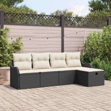 vidaXL Set Divani da Giardino , 5 pezzi con cuscini in rattan sintetico nero