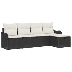 vidaXL Set Divani da Giardino , 5 pezzi con cuscini in rattan sintetico nero
