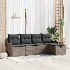 vidaXL Set di divani da giardino 5 pezzi con cuscini in rattan grigio