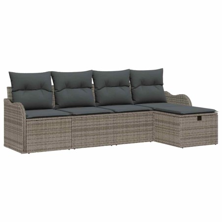 vidaXL Set di divani da giardino 5 pezzi con cuscini in rattan grigio