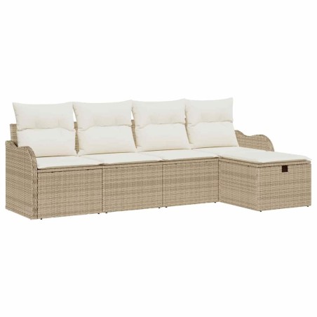 vidaXL Set di divani da giardino 5 pezzi con cuscini in rattan sintetico beige