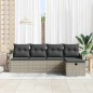 vidaXL Set divano da giardino 5 pezzi con cuscini in polyrattan grigio chiaro