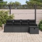 vidaXL Set di divano da giardino a 5 pezzi con cuscini in polirattan nero