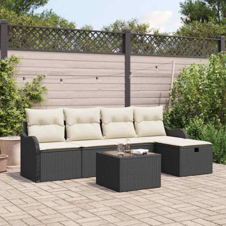 vidaXL Set di Divani da Giardino a 6 Pezzi con Cuscini in Rattan Sintetico Nero