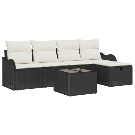 vidaXL Set di Divani da Giardino a 6 Pezzi con Cuscini in Rattan Sintetico Nero