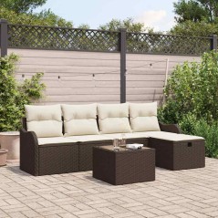 vidaXL Set di divani da giardino , 6 pezzi con cuscini in rattan marrone