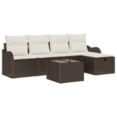 vidaXL Set di divani da giardino , 6 pezzi con cuscini in rattan marrone
