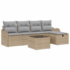 vidaXL Set di divani da giardino in rattan sintetico beige, 6 pezzi con cuscini