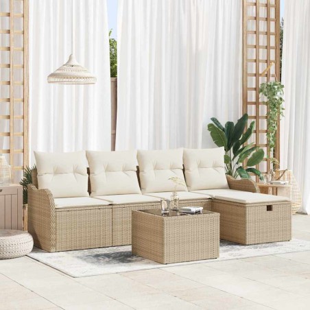 vidaXL Set da divano da giardino di 6 pezzi di con cuscini in rattan sintetico beige