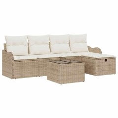 vidaXL Set da divano da giardino di 6 pezzi di con cuscini in rattan sintetico beige