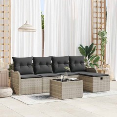 vidaXL Set di divani da giardino 6 pezzi di con cuscini in rattan sintetico grigio chiaro