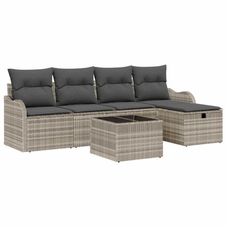 vidaXL Set di divani da giardino 6 pezzi di con cuscini in rattan sintetico grigio chiaro