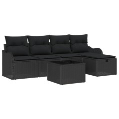 vidaXL Set di Divano da Giardino 6 Pezzi con Cuscini in Rattan Sintetico Nero