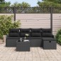 vidaXL Set di Divano da Giardino 6 Pezzi con Cuscini in Rattan Sintetico Nero