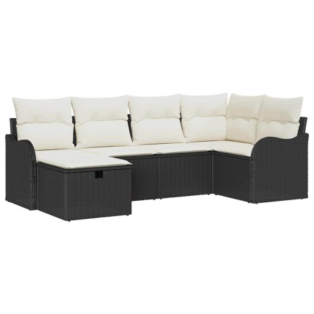 vidaXL Set da Giardino a 6 Pezzi con Cuscini Neri in Rattan