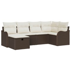 vidaXL Set di divani da giardino da 6 pezzi con cuscini in poly rattan marrone