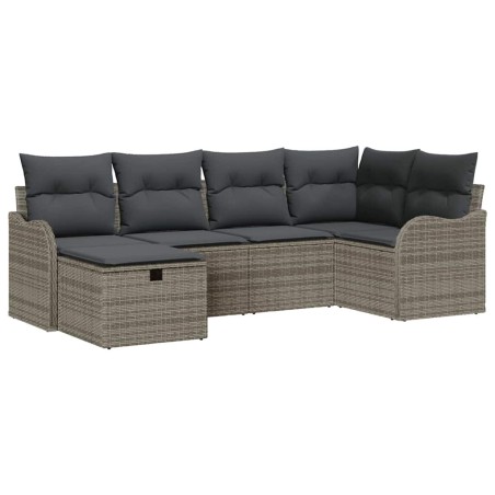 vidaXL Set Giardino di 6 Pezzi con Cuscini Grigi in Rattan Sintetico