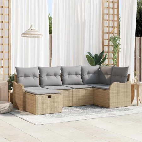 vidaXL Set da Giardino in Polirattan di da 6 Pezzi con Cuscini Beige