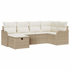 vidaXL Set di divani da giardino 6 pezzi con cuscini beige in rattan