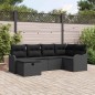 vidaXL Set da giardino con divano a 6 pezzi e cuscini in rattan sintetico nero