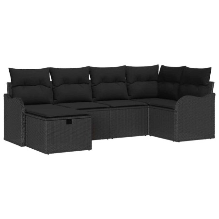 vidaXL Set da giardino con divano a 6 pezzi e cuscini in rattan sintetico nero