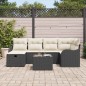 vidaXL Set di divani da giardino 7 pezzi con cuscini in rattan polyrattan nero