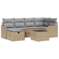 vidaXL Set giardino 7 pezzi con cuscini beige in rattan