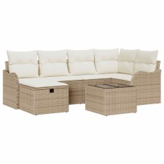 vidaXL Set da Giardino 7 Pezzi con Cuscini Beige in Rattan Composito
