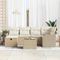 vidaXL Set da Giardino 7 Pezzi con Cuscini Beige in Rattan Composito