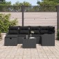 vidaXL Set divano da giardino 7 pezzi con cuscini in polirattan nero vidaXL Set divano da giardino 7 pezzi con cuscini in polirattan nero