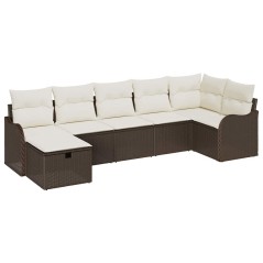 vidaXL Set Giardino 7 Pezzi con Cuscini Marroni in Rattan Sintetico