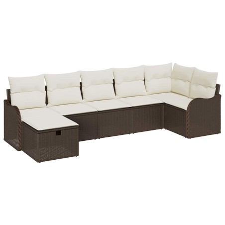 vidaXL Set Giardino 7 Pezzi con Cuscini Marroni in Rattan Sintetico