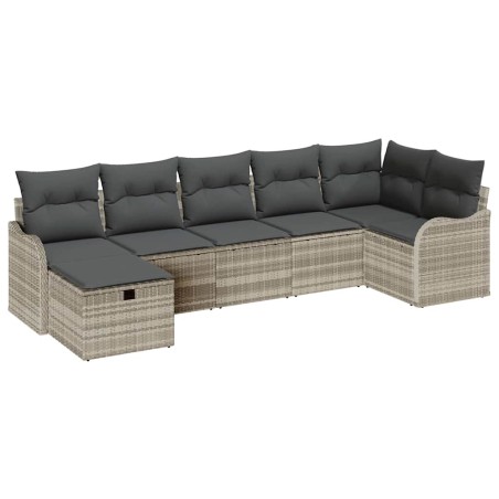vidaXL Set Divano da Giardino da 7 Pezzi con Cuscini Grigi in Rattan Sintetico