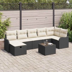 vidaXL Set di divani da giardino in 8 pezzi con cuscini in rattan nero