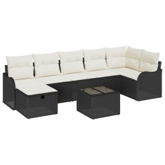 vidaXL Set di divani da giardino in 8 pezzi con cuscini in rattan nero