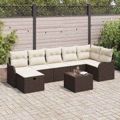vidaXL Set di divani da giardino 8 pezzi con cuscini marroni in rattan sintetico