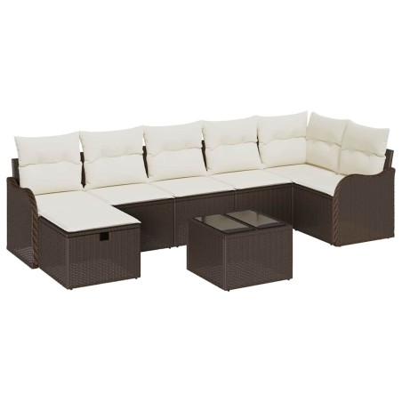 vidaXL Set di divani da giardino 8 pezzi con cuscini marroni in rattan sintetico