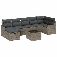 vidaXL Set divano da giardino 8 pezzi con cuscini grigi in rattan sintetico