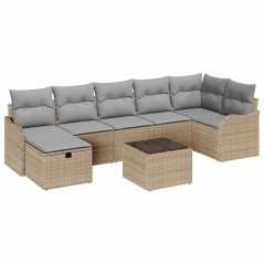 vidaXL Set da divano da giardino 8 pezzi con cuscini beige in rattan sintetico
