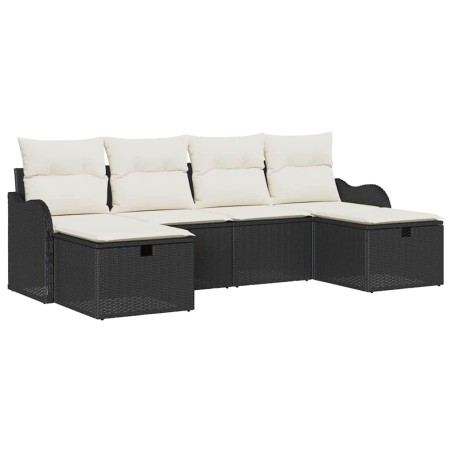 vidaXL Set di Sofà da Giardino in 6 Pezzi con Cuscini Neri in Rattan Sintetico