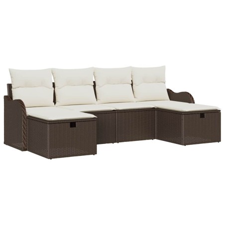 vidaXL Set di Divano da Giardino a 6 Pezzi con Cuscini Marroni in Rattan Sintetico
