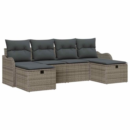 vidaXL Set divani da giardino 6 pezzi con cuscini grigi in polyrattan