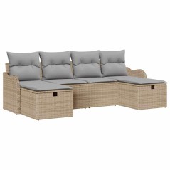 vidaXL Set di divani da giardino 6 pezzi con cuscini in rattan sintetico beige
