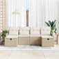 vidaXL Set di Divano da Giardino da 6 Pezzi con Cuscini Beige in Polyrattan vidaXL Set di Divano da Giardino da 6 Pezzi con Cuscini Beige in Polyrattan
