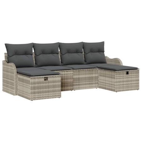 vidaXL Set da giardino 6 pezzi con cuscini grigio chiaro in polirattan.