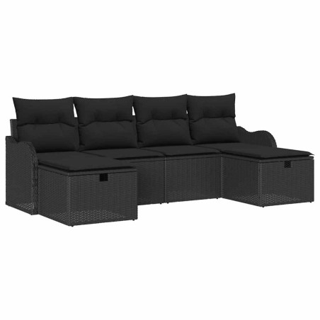 vidaXL Set di Divani da Giardino a 6 Pezzi con Cuscini in Rattan Modulare Nero